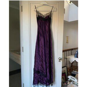 NICHOLAS Purple Silk Dress with Lace